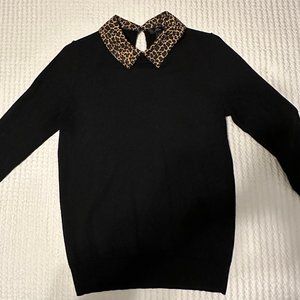 JCrew Merino Leopard Collared Sweater